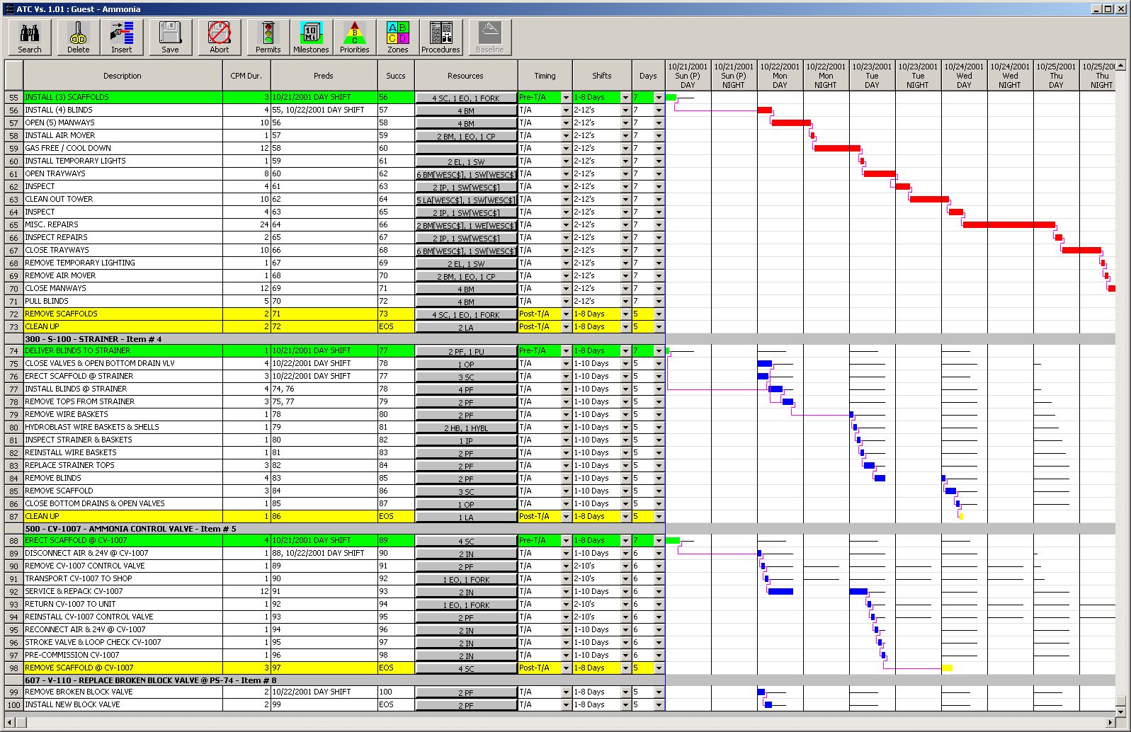 ATC Professional schedule editor screenshot