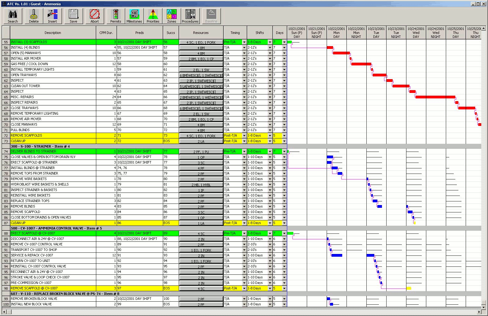 ATC Professional schedule editor screenshot